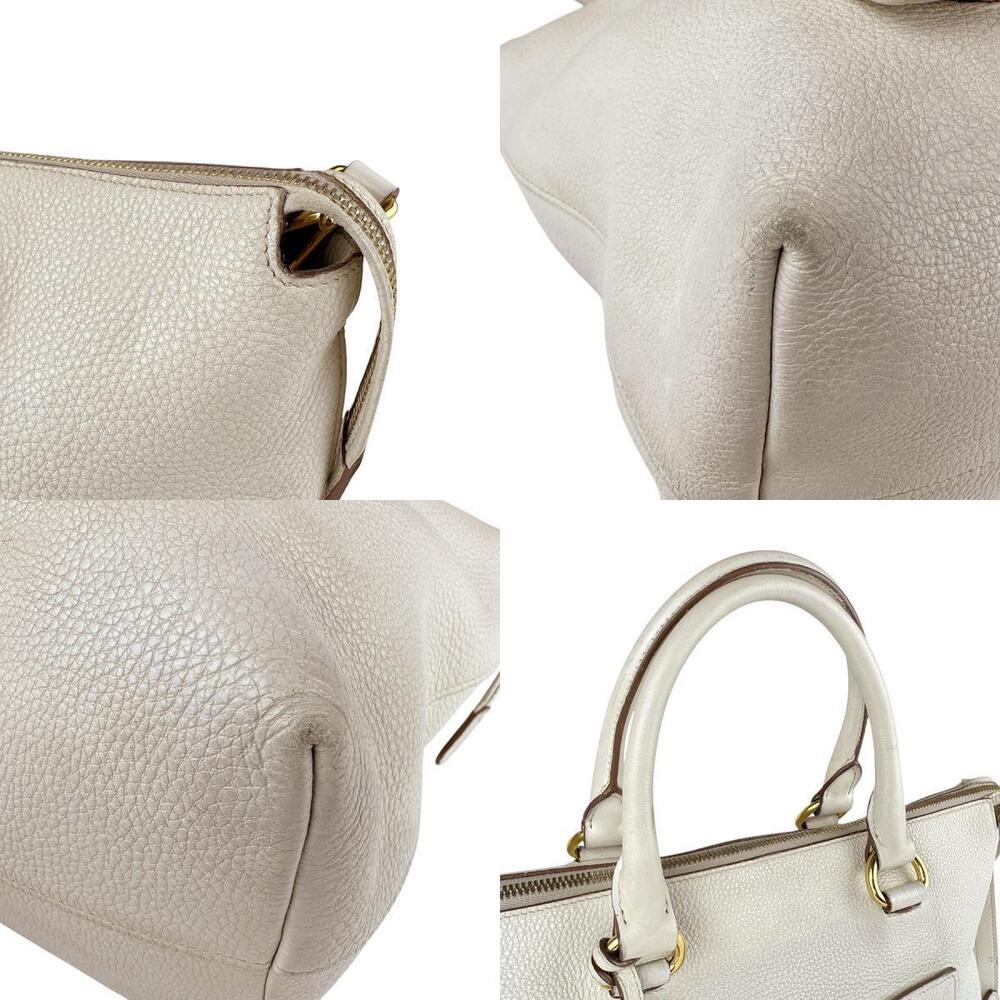 Prada White Vitello Daino Double Handle Tote Bag white pebbled leather - Picture 4 of 4